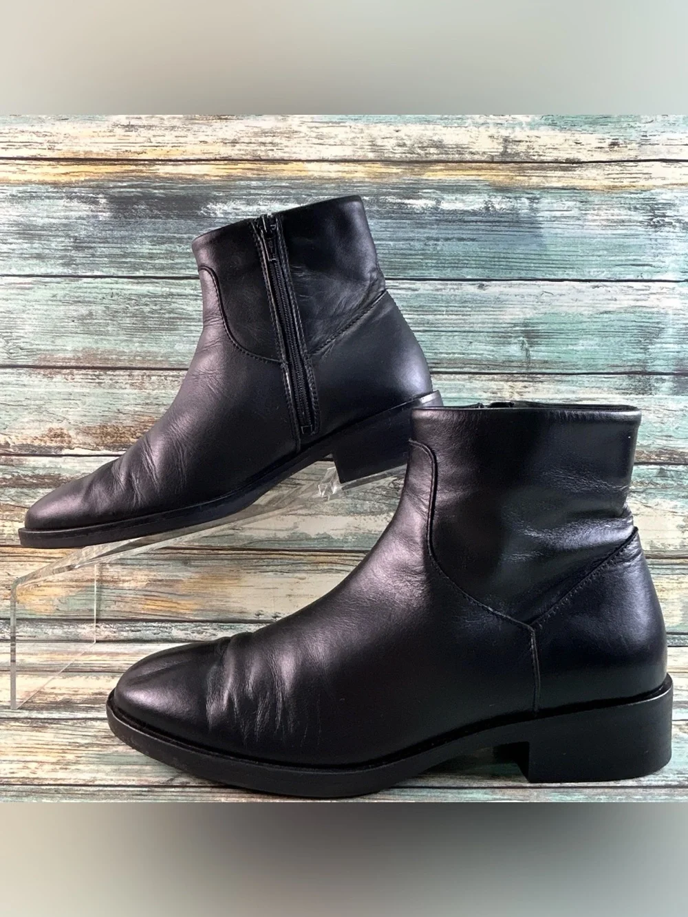 Clarks Pure Rose Ankle Boots Womens Size 6.5M Soft Black Leather Zip Up